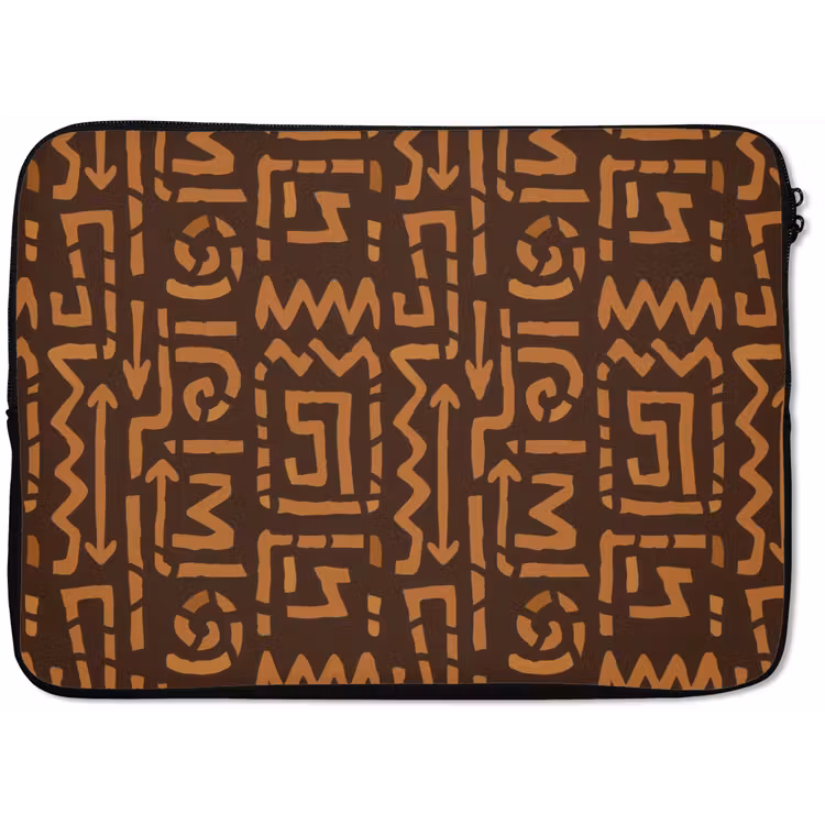 Laptop hülle - Schokoladenbraun – Ethno – Tribal – Symbole — 1