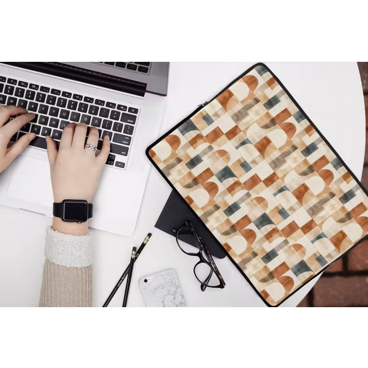 Laptop hülle - Terrakotta – Geometrisch – Aquarell – Textur — 3
