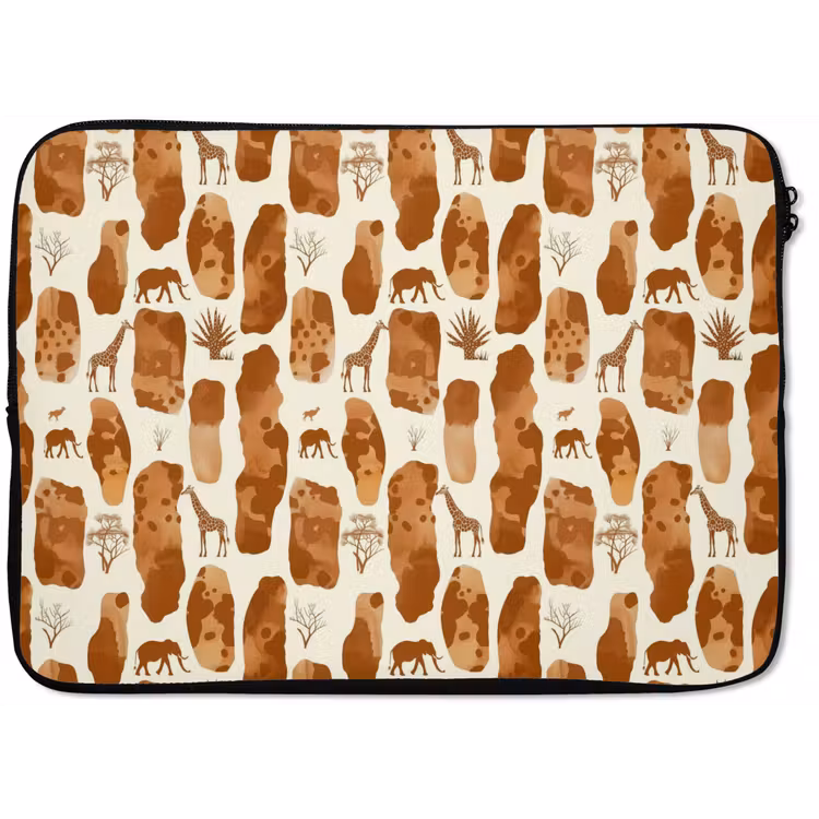 Laptop hülle - Terrakotta – Safari – Tiere – Muster — 1