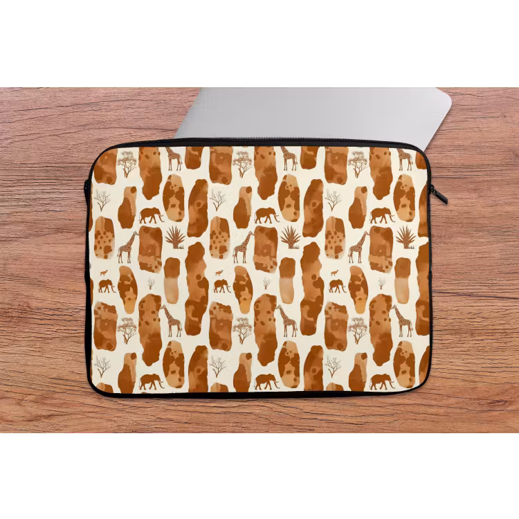 Laptop hülle - Terrakotta – Safari – Tiere – Muster — 2