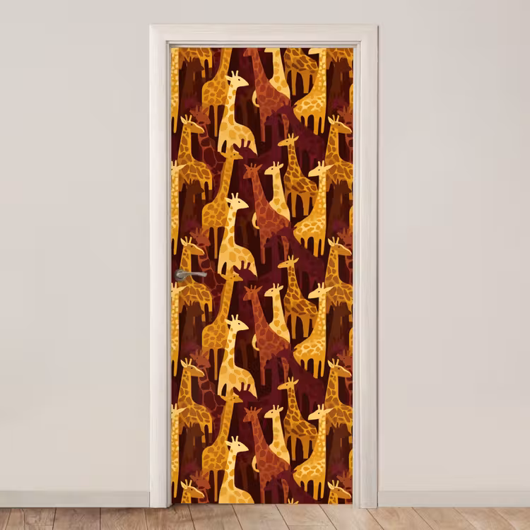 Türtapete - Braun – Giraffen – Safari – Muster — 1