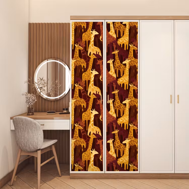 Türtapete - Braun – Giraffen – Safari – Muster — 4