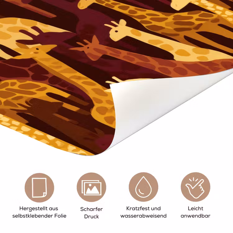 Türtapete - Braun – Giraffen – Safari – Muster — 5