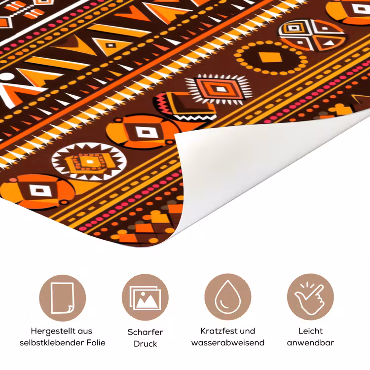 Türtapete - Orange – Ethnisch – Tribal – Geometrisch – Muster — 5
