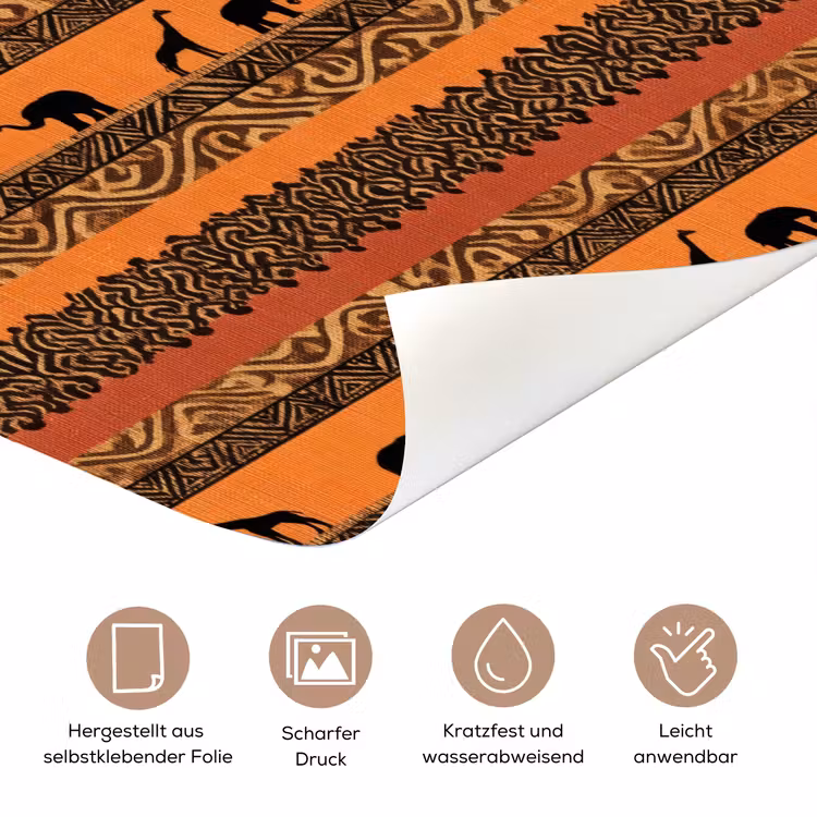 Türtapete - Orange – Safari – Afrikaans – Tiere – Muster — 5