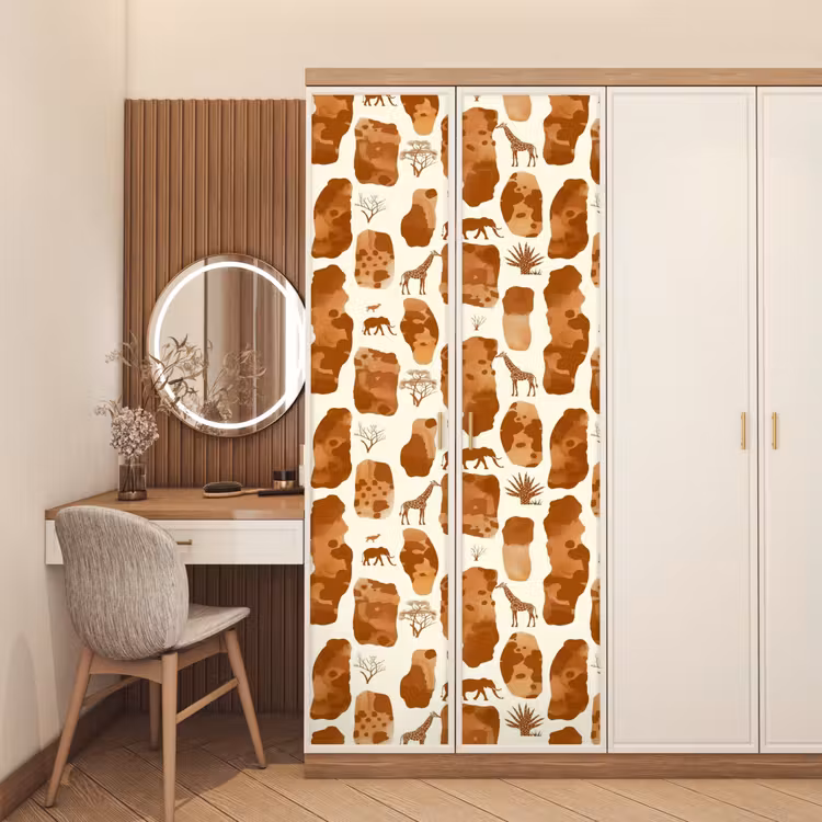Türtapete - Terrakotta – Safari – Tiere – Muster — 4