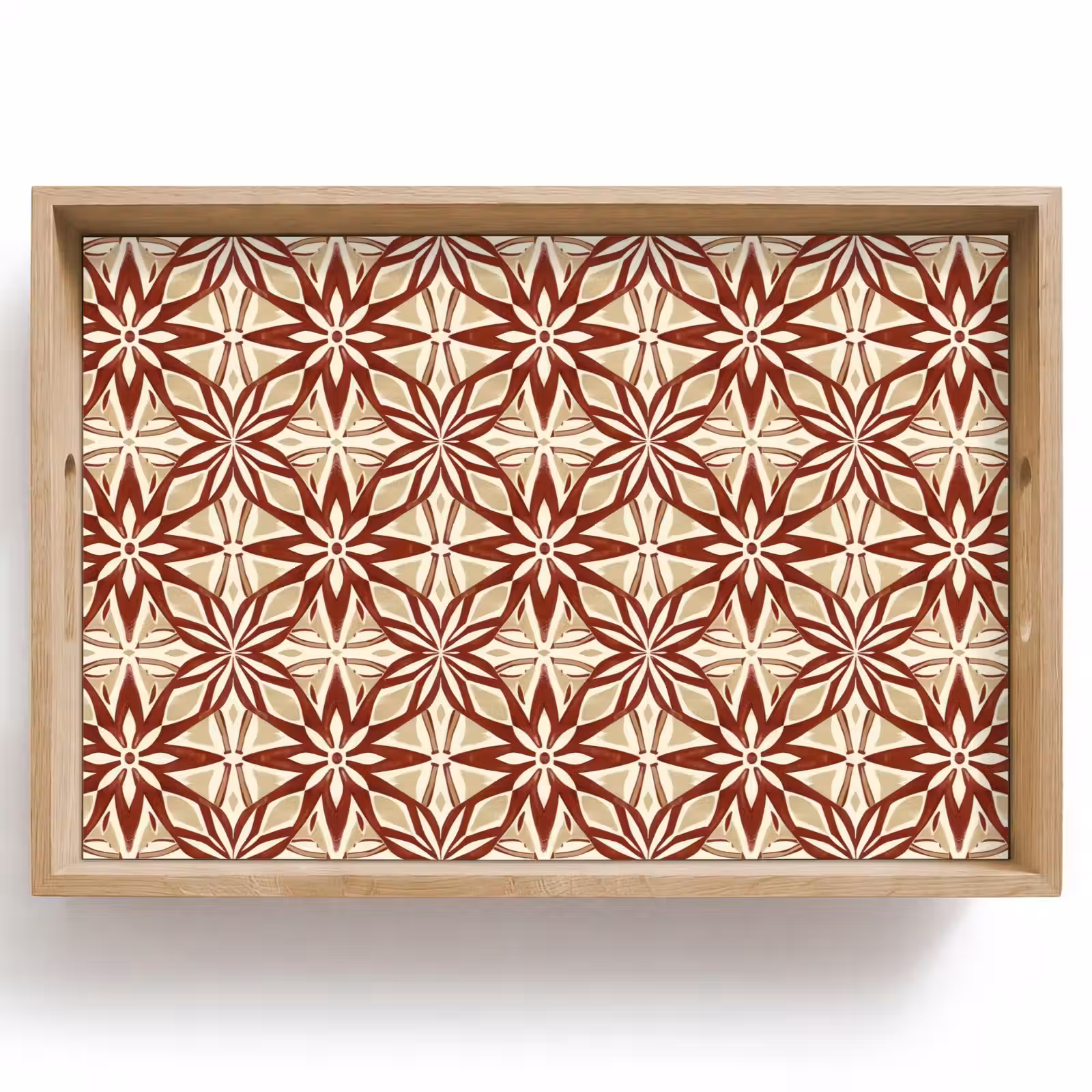 Tablett - Bordeauxrot – Geometrisch – Fliese – Muster — 1