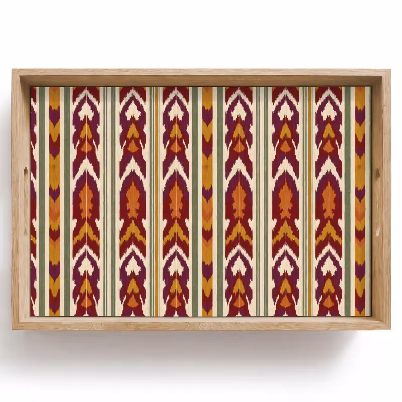 Tablett - Ikat – Bordeauxrot – Ethno – Muster — 1