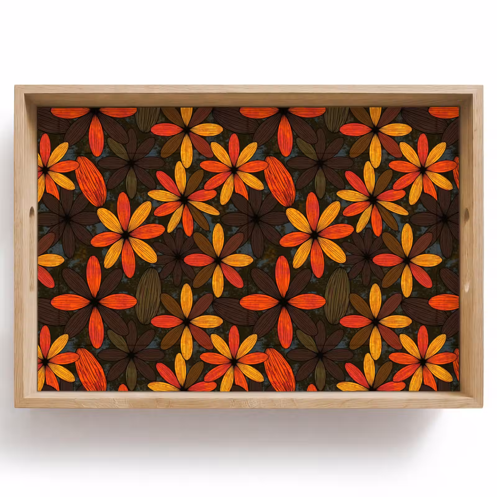 Tablett - Orange – Retro – Blumen – Herbst — 1