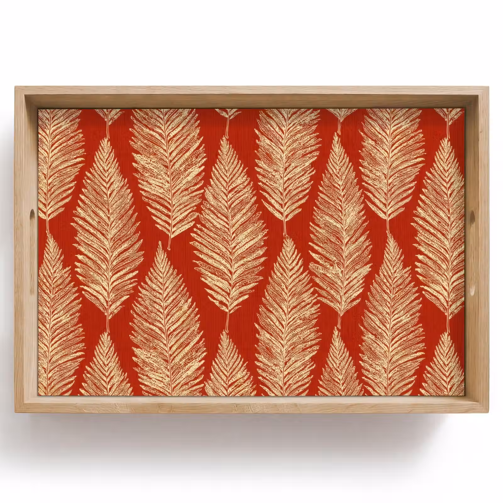 Tablett - Rot – Botanisch – Farn – Muster — 1