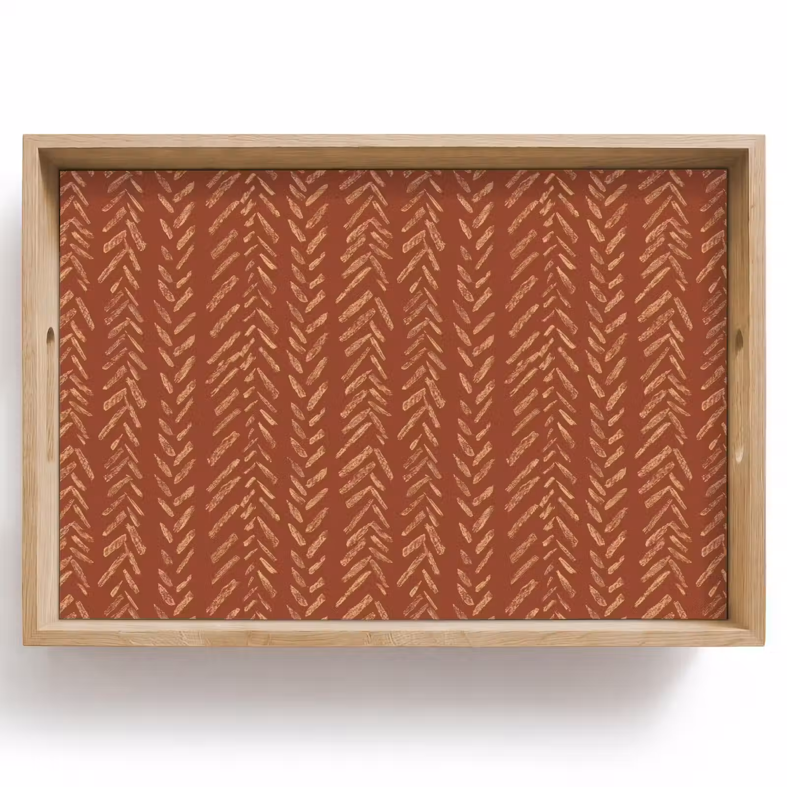 Tablett - Terrakotta – Fischgrätmuster – Handgefertigt – Muster — 1