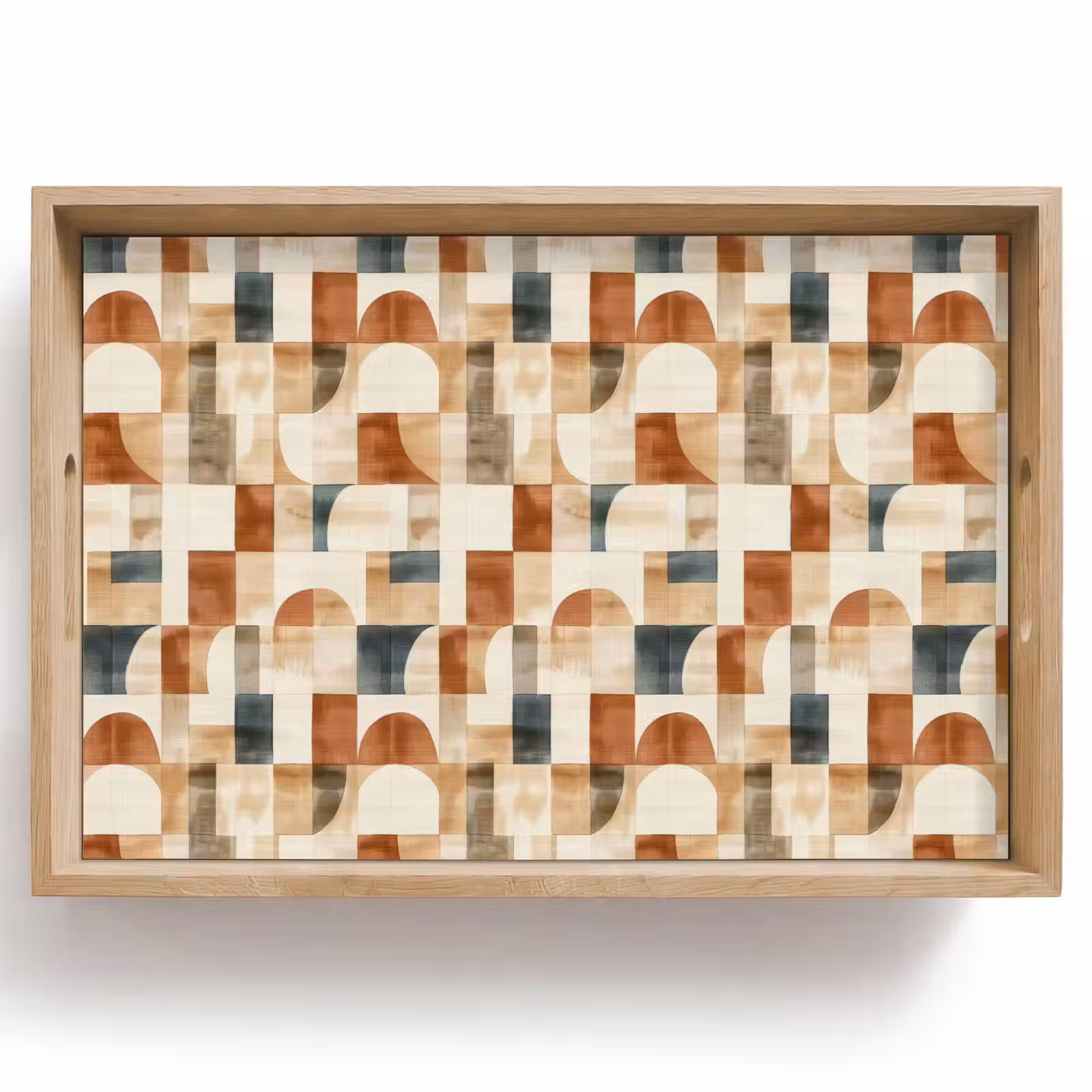 Tablett - Terrakotta – Geometrisch – Aquarell – Textur — 1