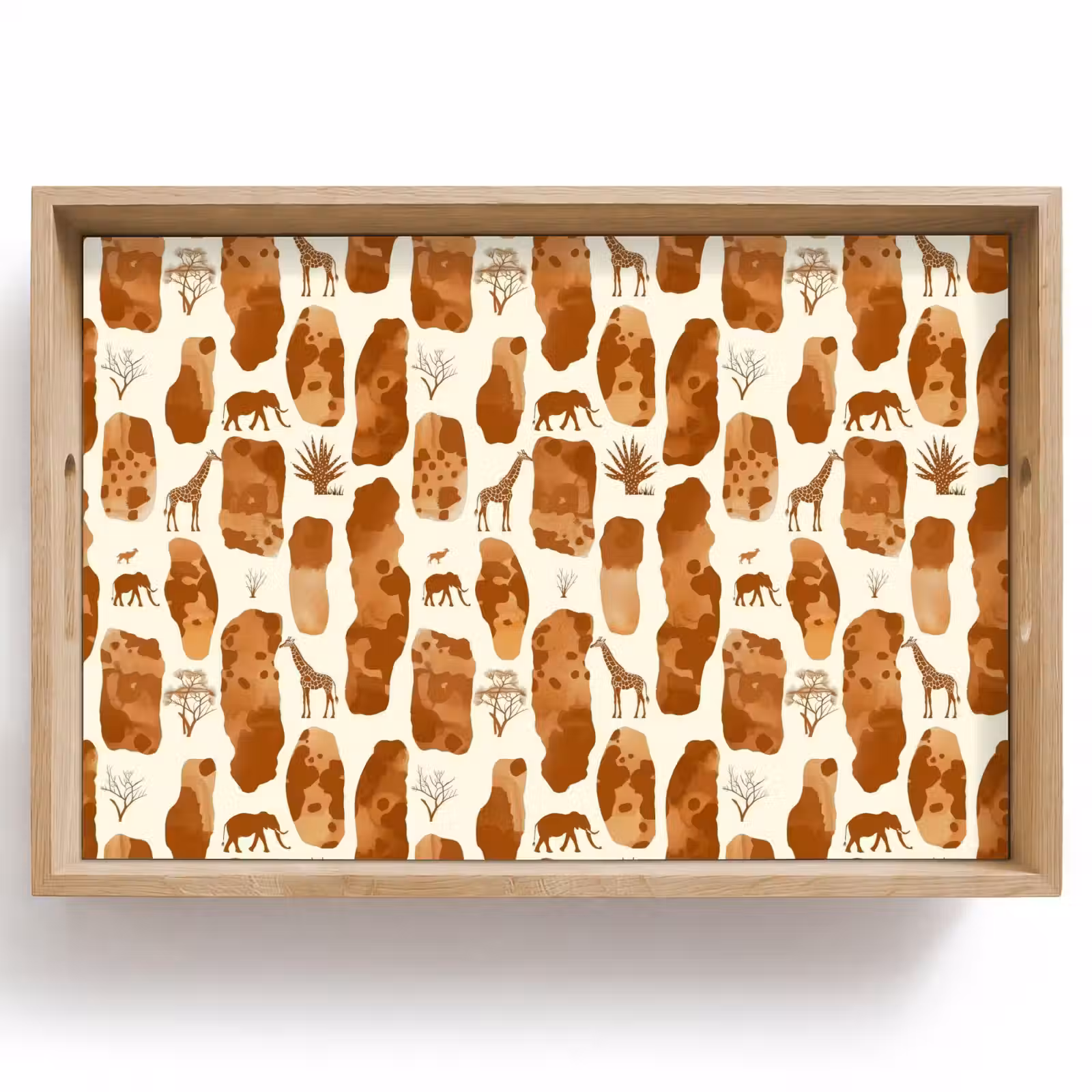 Tablett - Terrakotta – Safari – Tiere – Muster — 1