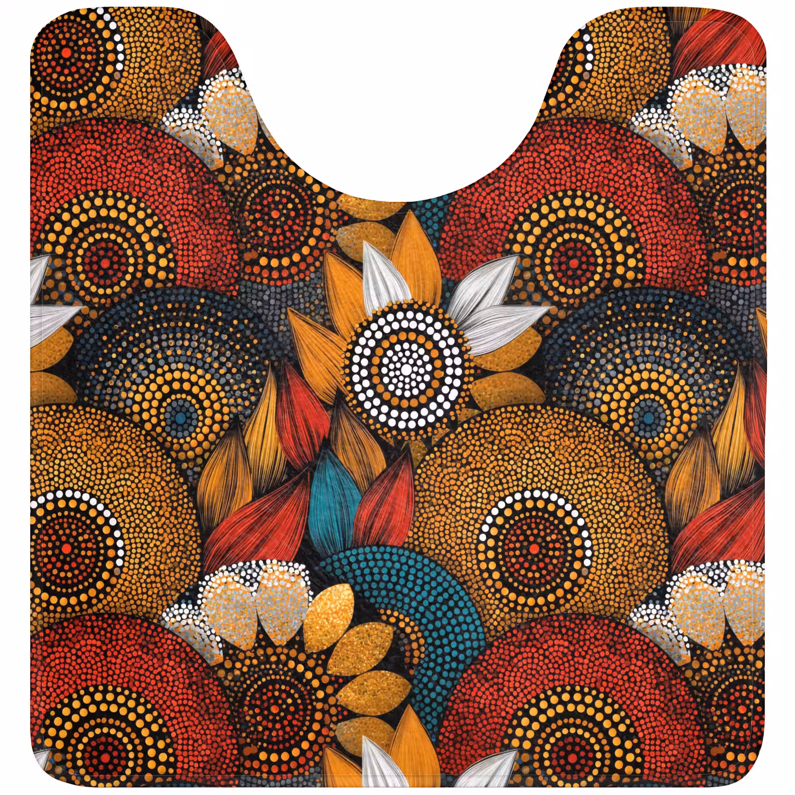 WC Vorleger - Farbenfroh – Aborigine – Punktmalerei – Botanisch – Muster — 1