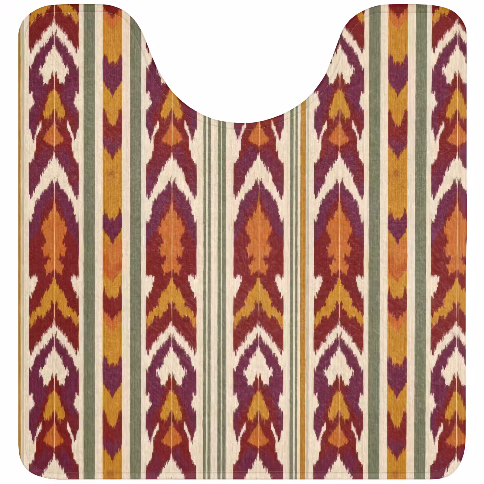 WC Vorleger - Ikat – Bordeauxrot – Ethno – Muster — 1