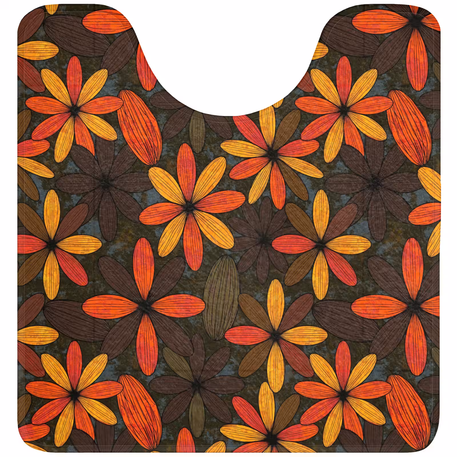 WC Vorleger - Orange – Retro – Blumen – Herbst — 1