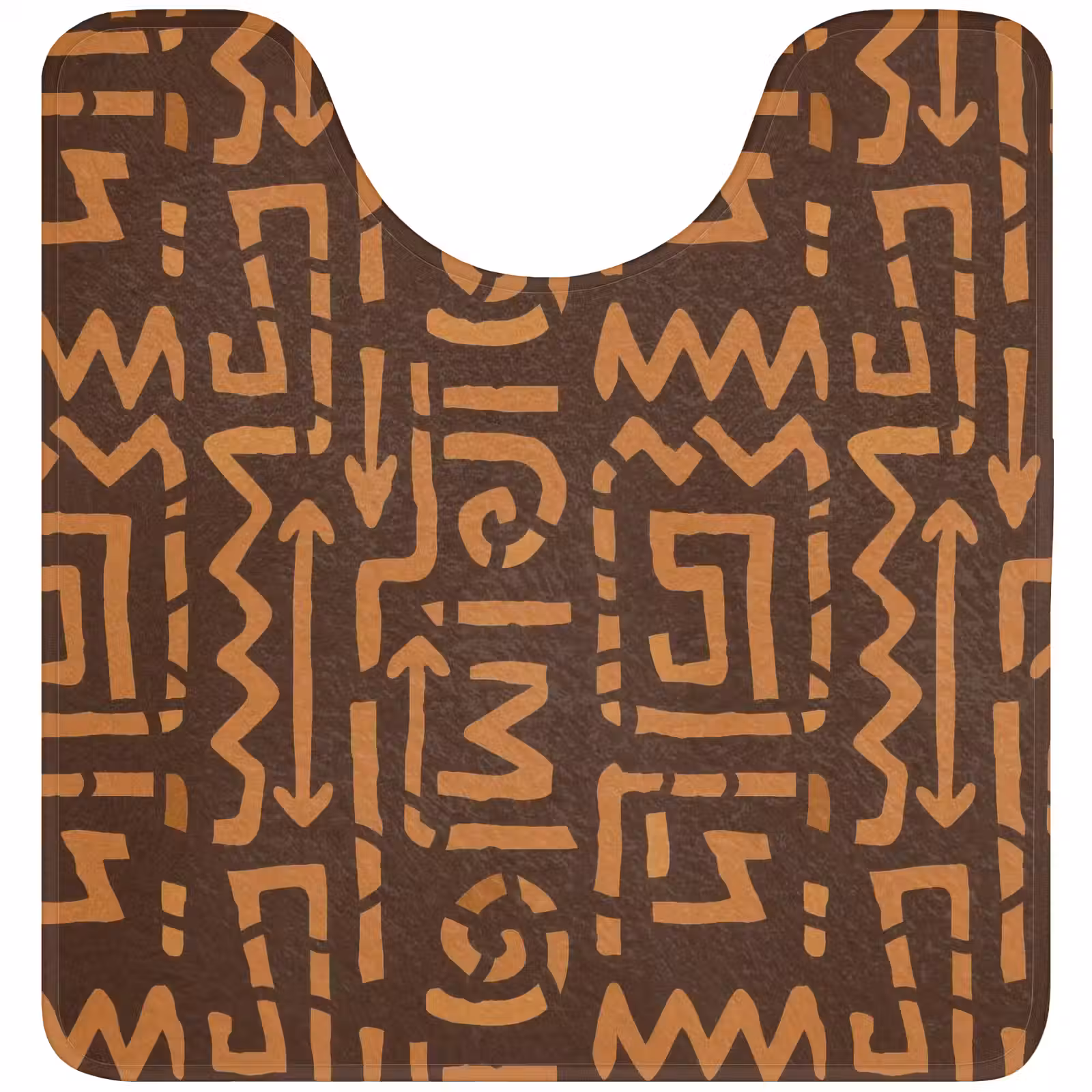 WC Vorleger - Schokoladenbraun – Ethno – Tribal – Symbole — 1