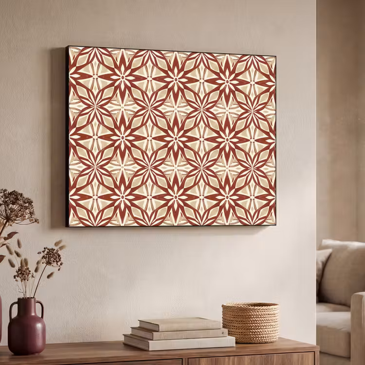 Art Frame - Bordeauxrot – Geometrisch – Fliese – Muster — 3