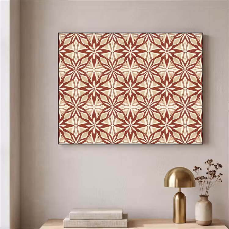Art Frame - Bordeauxrot – Geometrisch – Fliese – Muster — 4