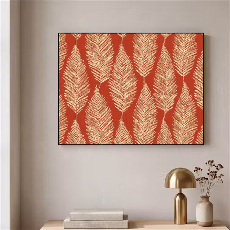 Art Frame - Rot – Botanisch – Farn – Muster — 4