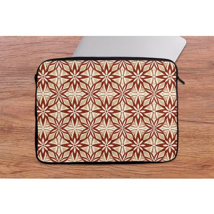 Laptop hülle - Bordeauxrot – Geometrisch – Fliese – Muster — 2