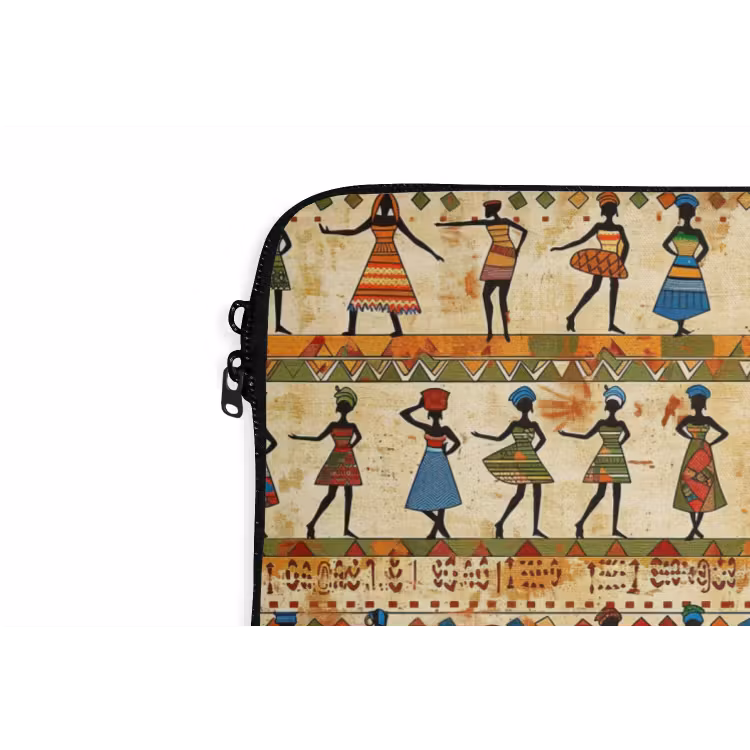 Laptop hülle - Farbenfroh – Afrikanisch – Ethnisch – Tanzende Frauen – Muster — 5