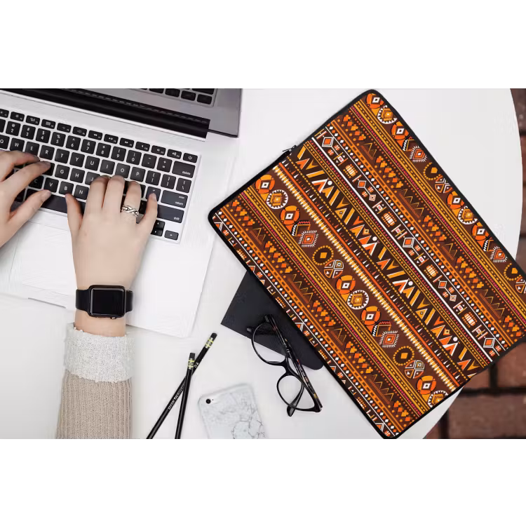 Laptop hülle - Orange – Ethnisch – Tribal – Geometrisch – Muster — 3