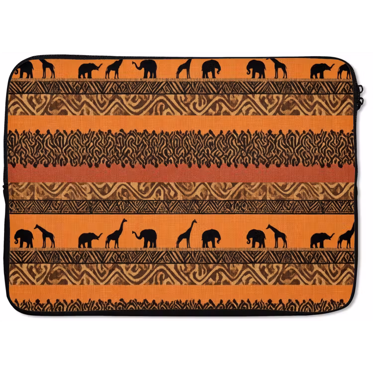 Laptop hülle - Orange – Safari – Afrikaans – Tiere – Muster — 1