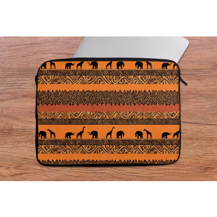 Laptop hülle - Orange – Safari – Afrikaans – Tiere – Muster — 2