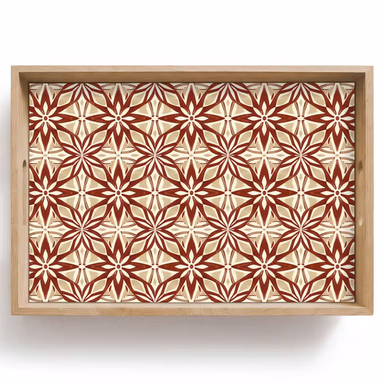 Tablett - Bordeauxrot – Geometrisch – Fliese – Muster — 1