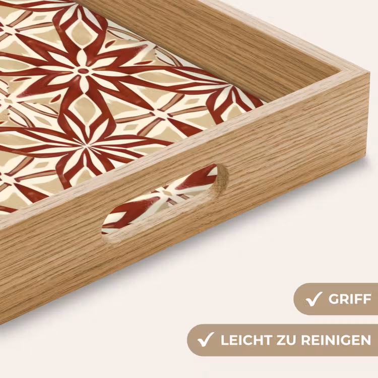 Tablett - Bordeauxrot – Geometrisch – Fliese – Muster — 5