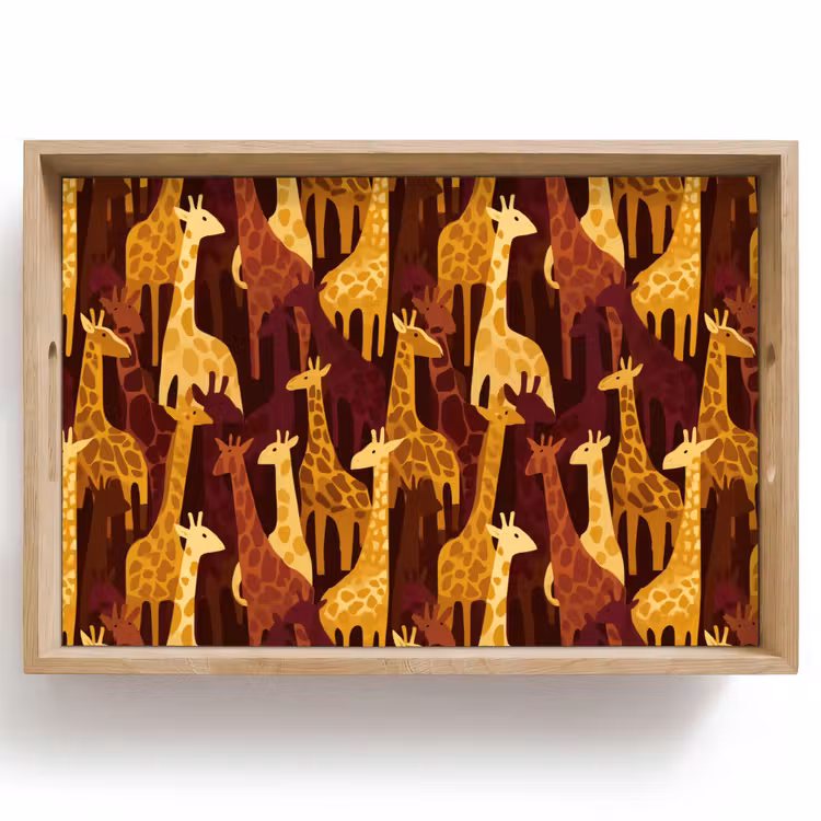 Tablett - Braun – Giraffen – Safari – Muster — 1