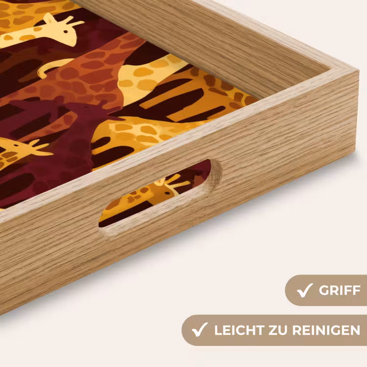 Tablett - Braun – Giraffen – Safari – Muster — 5