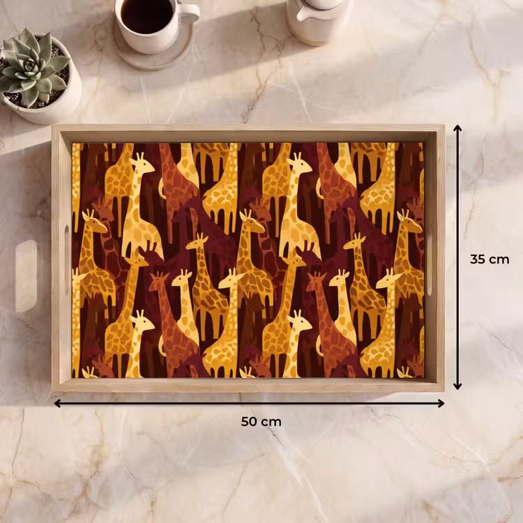 Tablett - Braun – Giraffen – Safari – Muster — 9