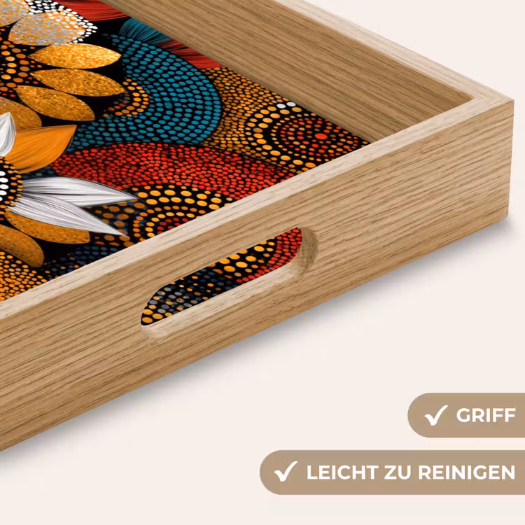 Tablett - Farbenfroh – Aborigine – Punktmalerei – Botanisch – Muster — 5