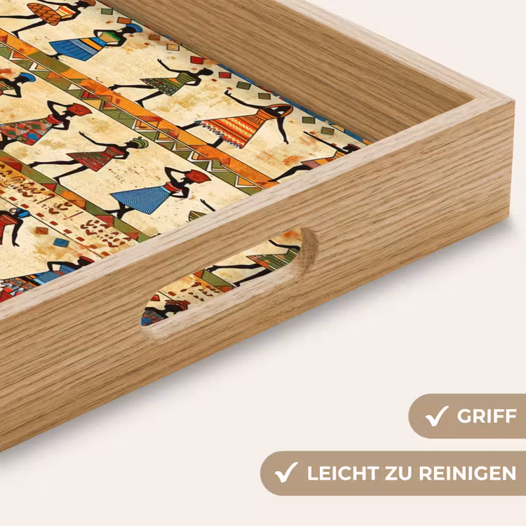 Tablett - Farbenfroh – Afrikanisch – Ethnisch – Tanzende Frauen – Muster — 5