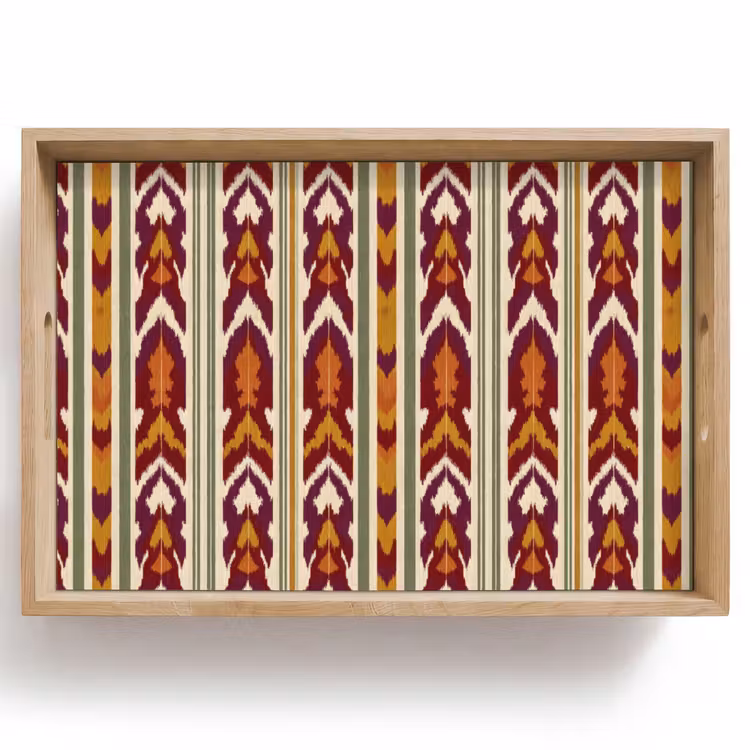 Tablett - Ikat – Bordeauxrot – Ethno – Muster — 1