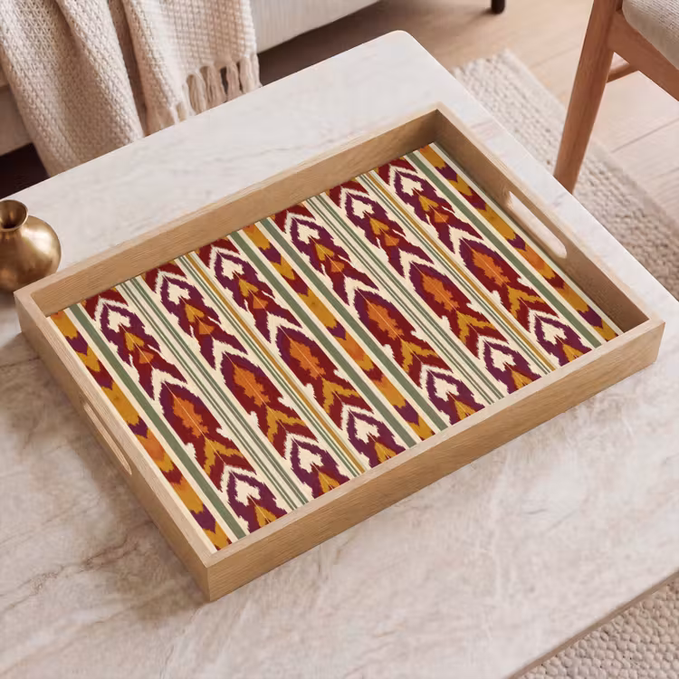 Tablett - Ikat – Bordeauxrot – Ethno – Muster — 2
