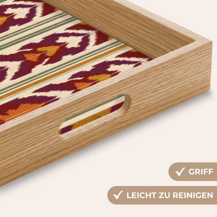Tablett - Ikat – Bordeauxrot – Ethno – Muster — 5
