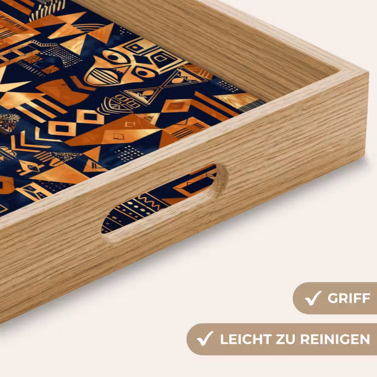 Tablett - Nachtblau – Kupfer – Tribal – Masken — 5