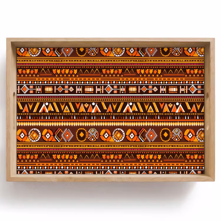 Tablett - Orange – Ethnisch – Tribal – Geometrisch – Muster — 1