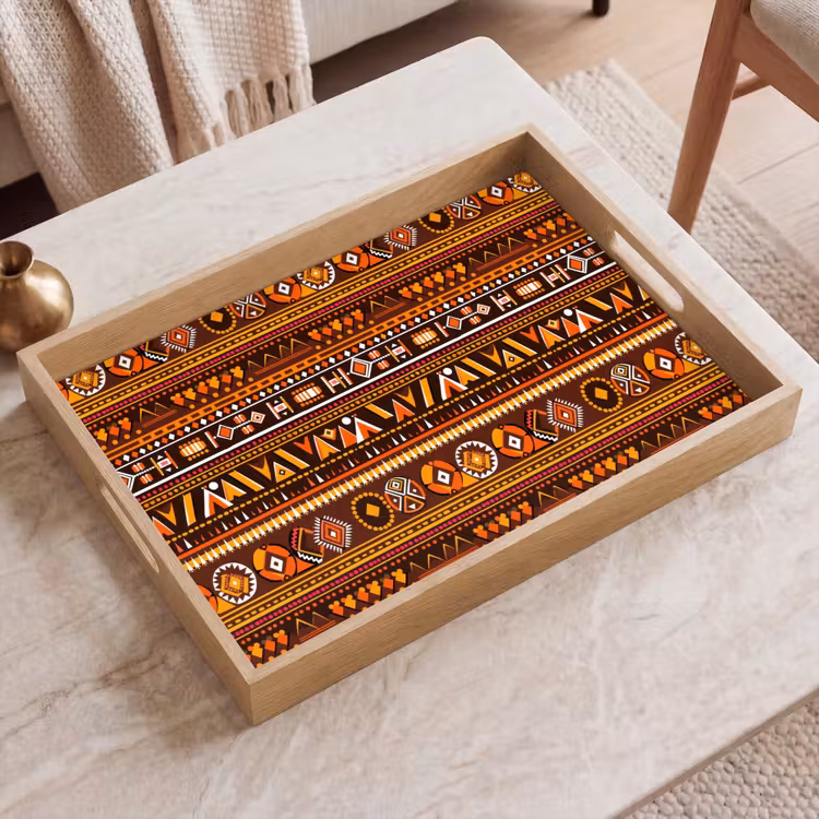 Tablett - Orange – Ethnisch – Tribal – Geometrisch – Muster — 2