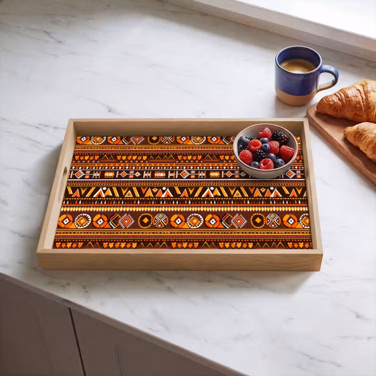 Tablett - Orange – Ethnisch – Tribal – Geometrisch – Muster — 4
