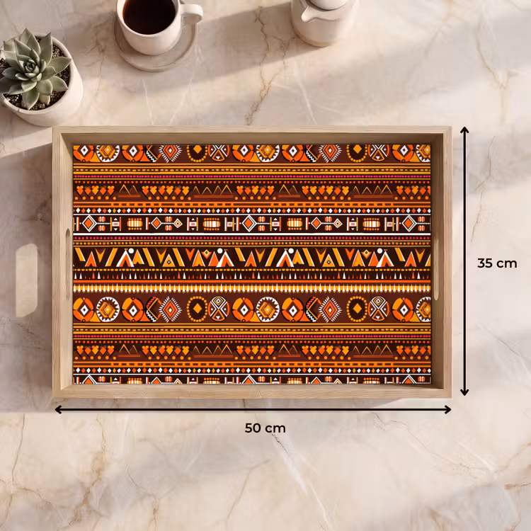 Tablett - Orange – Ethnisch – Tribal – Geometrisch – Muster — 9