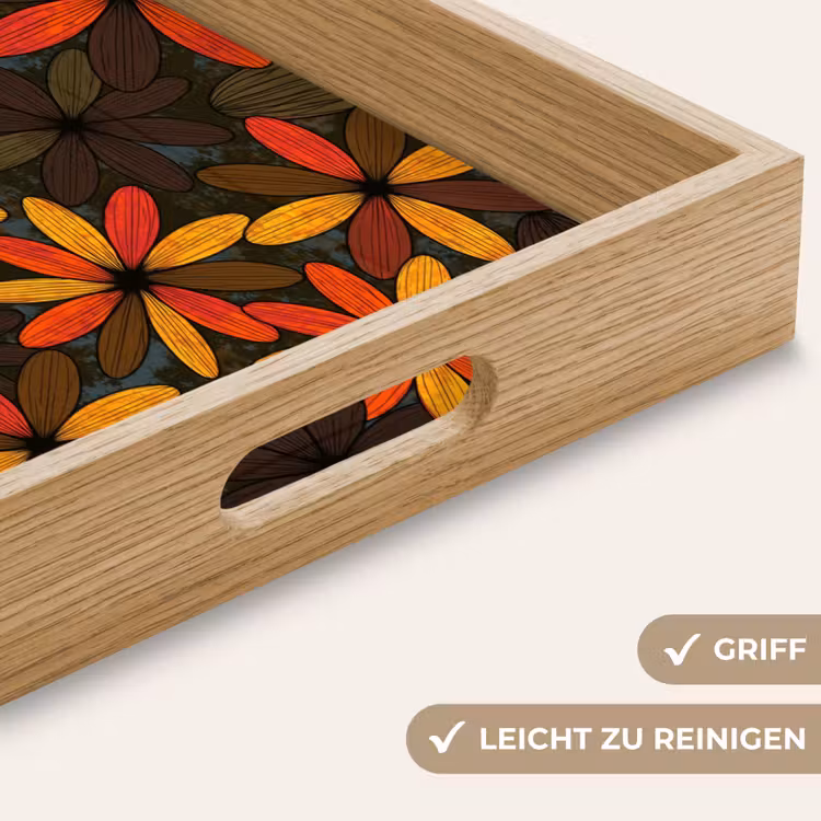 Tablett - Orange – Retro – Blumen – Herbst — 5