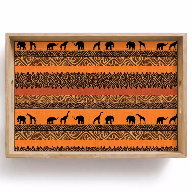 Tablett - Orange – Safari – Afrikaans – Tiere – Muster — 1