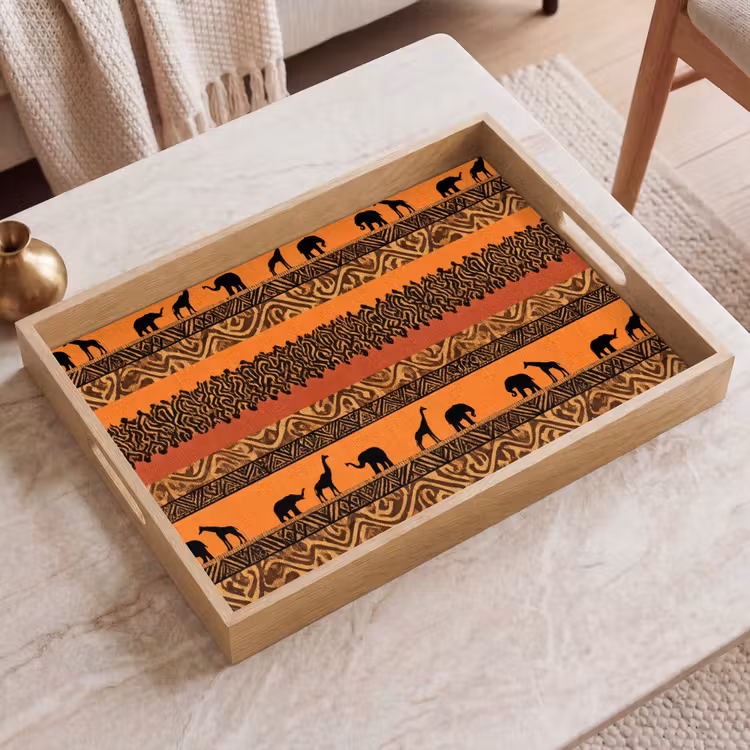 Tablett - Orange – Safari – Afrikaans – Tiere – Muster — 2