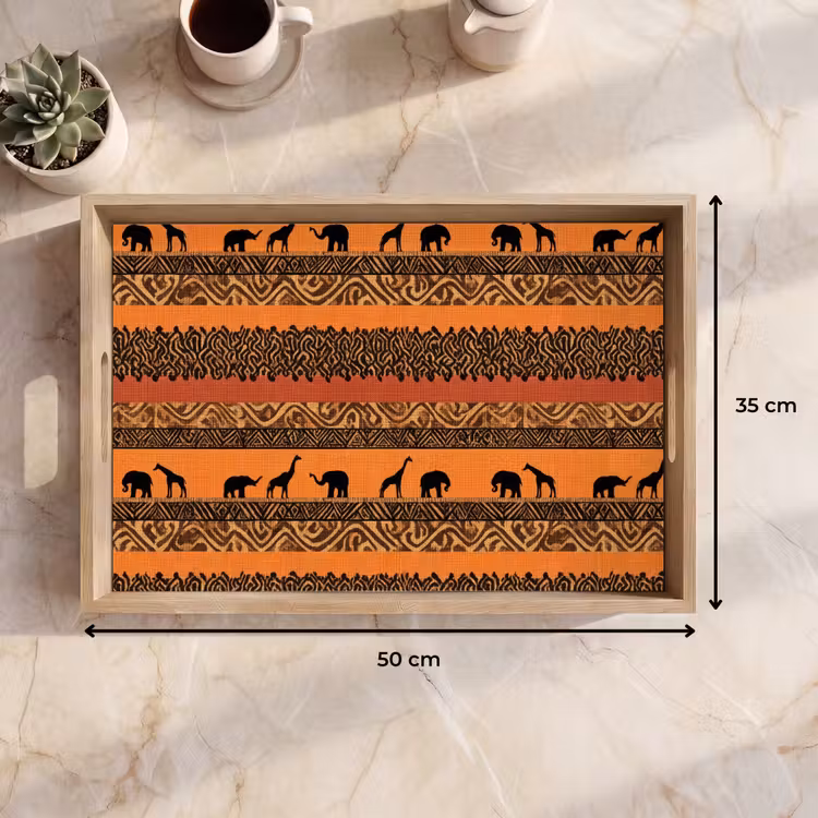 Tablett - Orange – Safari – Afrikaans – Tiere – Muster — 9