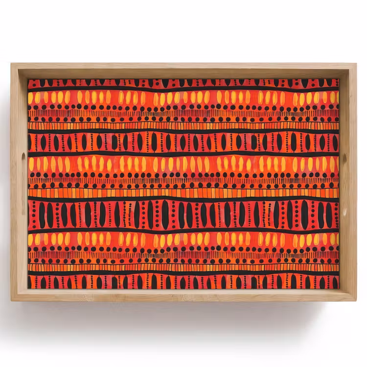 Tablett - Rot – Orange – Ethnisch – Ausdrucksstark – Muster — 1