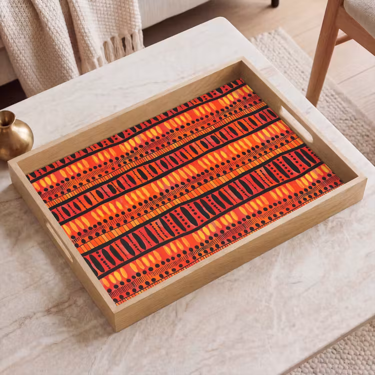 Tablett - Rot – Orange – Ethnisch – Ausdrucksstark – Muster — 2